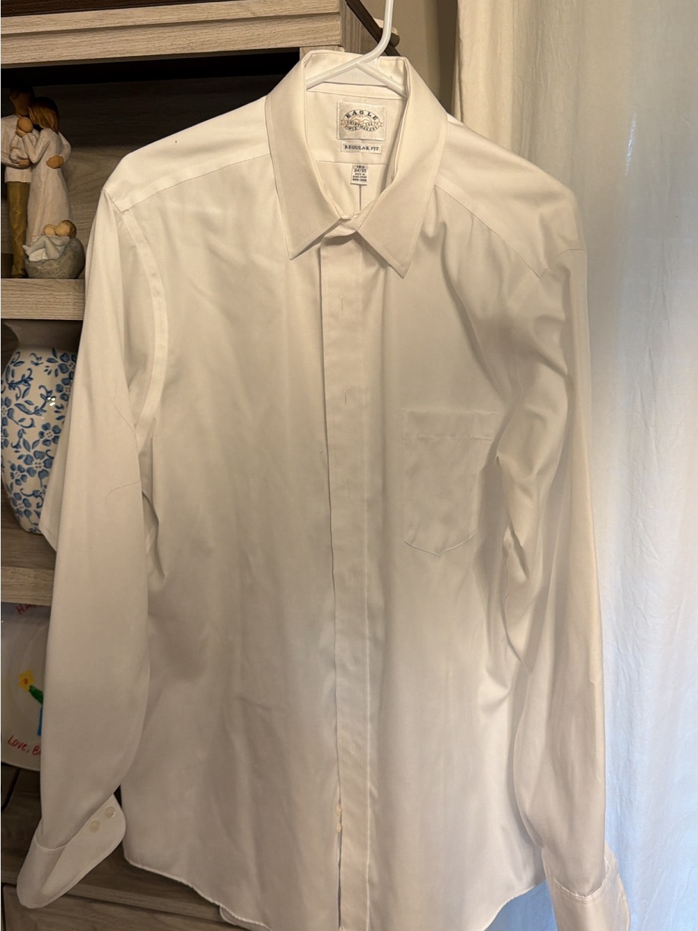 Men’s White Hidden-Placket Dress Shirt by Arrow